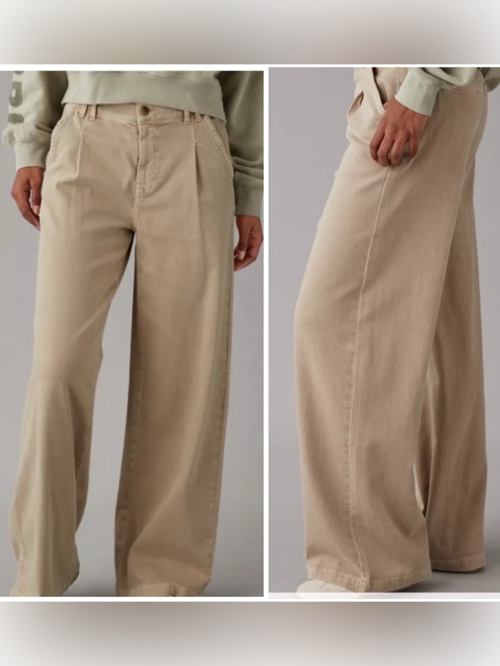 American Eagle Super High Rise Wide Leg Pleated Trousers Size 12 90’s Preppy